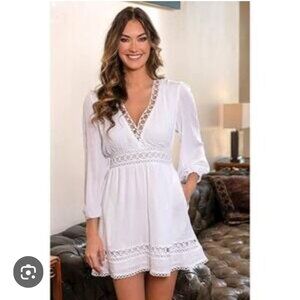 New LA BLANCA Women's Illusion Mini Dress SZ Small Lined Embroidered Cover Up